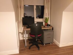 Compact Office Desk in Alcove